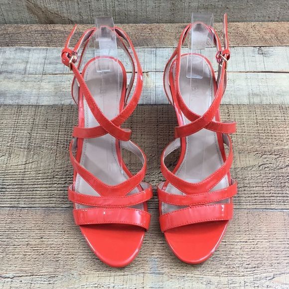 J. Crew Marci Patent Leather Strappy Wedge Sandals Orange Womens 9 - Picture 3 of 12
